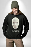 Boyanabilir Maskı Sokak Stili Erkek Kadın Unisex Dijital Baskılı Siyah Sweatshirt
