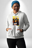 Monalisa Elektrik Özel Yapay Zeka Tasarımı  Erkek Kadın Beyaz Dijital Baskılı Kapüşonlu Sweatshirt Hoodie