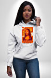 Yeni Nesil Monalisa Erkek Kadın Beyaz Dijital Baskılı Kapüşonlu Sweatshirt Hoodie