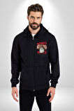 Uyan Ve Para Kazanmaya Başla Sokak Style Erkek Kadın Siyah Fermuarlı Baskılı Hırka Sweatshirt