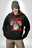 Uyan Ve Para Kazanmaya Başla Sokak Style Erkek Kadın Unisex Dijital Baskılı Siyah Sweatshirt