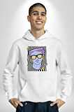 Sadece Piskoloji Erkek Kadın Beyaz Dijital Baskılı Kapüşonlu Sweatshirt Hoodie