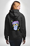 Sadece Piskoloji Erkek Kadın Siyah Ön Sırt Baskılı Kapüşonlu Sweatshirt Hoodie