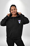 Sadece Piskoloji Erkek Kadın Siyah Ön Sırt Baskılı Kapüşonlu Sweatshirt Hoodie