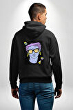Sadece Piskoloji Erkek Kadın Siyah Ön Sırt Baskılı Kapüşonlu Sweatshirt Hoodie