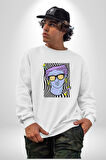 Sadece Piskoloji Erkek Kadın Unisex Dijital Baskılı Beyaz Sweatshirt