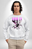 Sokak Stili Katil Aşk Meleği Erkek Kadın Unisex Dijital Baskılı Beyaz Sweatshirt