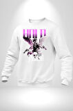 Sokak Stili Katil Aşk Meleği Erkek Kadın Unisex Dijital Baskılı Beyaz Sweatshirt