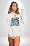GTA Vice City Retro Tasarım Poster Erkek Kadın Beyaz Dijital Baskılı Kapüşonlu Sweatshirt Hoodie