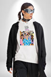 GTA Vice City Retro Tasarım Poster Erkek Kadın Beyaz Dijital Baskılı Kapüşonlu Sweatshirt Hoodie