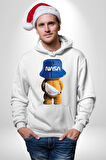 Nasa Moda Trend Ayı Teddy Bel Çantası Erkek Kadın Beyaz Dijital Baskılı Kapüşonlu Sweatshirt Hoodie