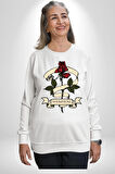 Gözlüklü Kedi Çift Tasarım Erkek Kadın Unisex Dijital Baskılı Beyaz Sweatshirt