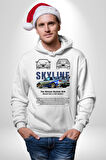 Skyline Nissan Hızlı Ve Öfkeli Erkek Kadın Beyaz Dijital Baskılı Kapüşonlu Sweatshirt Hoodie