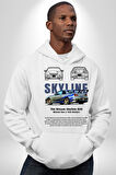 Skyline Nissan Hızlı Ve Öfkeli Erkek Kadın Beyaz Dijital Baskılı Kapüşonlu Sweatshirt Hoodie