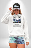 Skyline Nissan Hızlı Ve Öfkeli Erkek Kadın Beyaz Dijital Baskılı Kapüşonlu Sweatshirt Hoodie