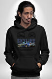 Skyline Nissan Hızlı Ve Öfkeli Erkek Kadın Siyah Dijital Baskılı Kapüşonlu Sweatshirt Hoodie