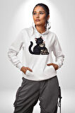 Gül Tasarım Wardiere Erkek Kadın Beyaz Dijital Baskılı Kapüşonlu Sweatshirt Hoodie