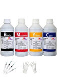 TECPRİNT Epson L200-L355 Cmyk 1 Litre Muadil Mürekkep Seti+Enjektör+Eldiven