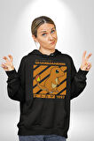 Kucaklaşan Kediler Tasarım Erkek Kadın Siyah Dijital Baskılı Kapüşonlu Sweatshirt Hoodie