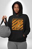Kucaklaşan Kediler Tasarım Erkek Kadın Siyah Dijital Baskılı Kapüşonlu Sweatshirt Hoodie