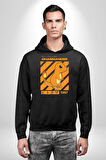 Kucaklaşan Kediler Tasarım Erkek Kadın Siyah Dijital Baskılı Kapüşonlu Sweatshirt Hoodie
