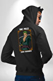 One Piece Anime Roronoa Zoro Erkek Kadın Siyah Ön Sırt Baskılı Kapüşonlu Sweatshirt Hoodie