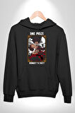 One Piece Anime Tentionmaru Erkek Kadın Siyah Dijital Baskılı Kapüşonlu Sweatshirt Hoodie