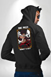 One Piece Anime Tentionmaru Erkek Kadın Siyah Ön Sırt Baskılı Kapüşonlu Sweatshirt Hoodie