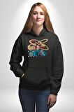 One Piece Luffy Anime Erkek Kadın Siyah Dijital Baskılı Kapüşonlu Sweatshirt Hoodie