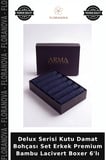 Delux Serisi Kutu Damat Bohçası Set Erkek Premium Bambu Lacivert Boxer 6'lı