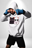 Deadpool Kahvaltı Tasarım Erkek Kadın Beyaz Dijital Baskılı Kapüşonlu Sweatshirt Hoodie