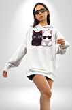 Deadpool Kahvaltı Tasarım Erkek Kadın Beyaz Dijital Baskılı Kapüşonlu Sweatshirt Hoodie
