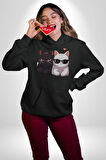 Deadpool Kahvaltı Tasarım Erkek Kadın Siyah Dijital Baskılı Kapüşonlu Sweatshirt Hoodie