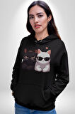 Deadpool Kahvaltı Tasarım Erkek Kadın Siyah Dijital Baskılı Kapüşonlu Sweatshirt Hoodie