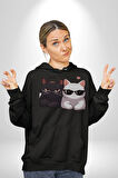 Deadpool Kahvaltı Tasarım Erkek Kadın Siyah Dijital Baskılı Kapüşonlu Sweatshirt Hoodie