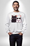 Deadpool Kahvaltı Tasarım Erkek Kadın Unisex Dijital Baskılı Beyaz Sweatshirt