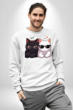 Deadpool Kahvaltı Tasarım Erkek Kadın Unisex Dijital Baskılı Beyaz Sweatshirt