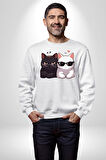 Deadpool Kahvaltı Tasarım Erkek Kadın Unisex Dijital Baskılı Beyaz Sweatshirt