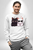 Deadpool Kahvaltı Tasarım Erkek Kadın Unisex Dijital Baskılı Beyaz Sweatshirt