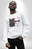 Deadpool Kahvaltı Tasarım Erkek Kadın Unisex Dijital Baskılı Beyaz Sweatshirt