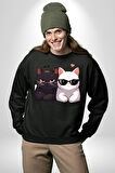 Deadpool Kahvaltı Tasarım Erkek Kadın Unisex Dijital Baskılı Siyah Sweatshirt