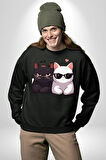 Deadpool Kahvaltı Tasarım Erkek Kadın Unisex Dijital Baskılı Siyah Sweatshirt