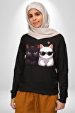 Deadpool Kahvaltı Tasarım Erkek Kadın Unisex Dijital Baskılı Siyah Sweatshirt