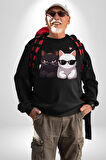 Deadpool Kahvaltı Tasarım Erkek Kadın Unisex Dijital Baskılı Siyah Sweatshirt