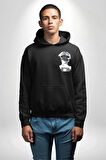 Dopamine Sanat Tasarımı Erkek Kadın Siyah Ön Sırt Baskılı Kapüşonlu Sweatshirt Hoodie