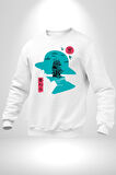 Luffy Korsan Gemisi Erkek Kadın Unisex Dijital Baskılı Beyaz Sweatshirt