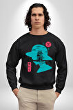 Luffy Korsan Gemisi Erkek Kadın Unisex Dijital Baskılı Siyah Sweatshirt