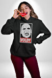 Voldy Karakter Minimal Tasarım Erkek Kadın Siyah Dijital Baskılı Kapüşonlu Sweatshirt Hoodie
