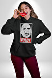Voldy Karakter Minimal Tasarım Erkek Kadın Siyah Dijital Baskılı Kapüşonlu Sweatshirt Hoodie