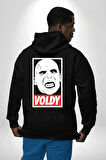 Voldy Karakter Minimal Tasarım Erkek Kadın Siyah Ön Sırt Baskılı Kapüşonlu Sweatshirt Hoodie
